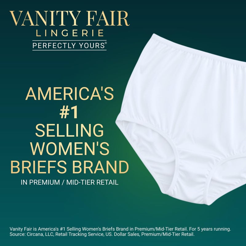 Vanity Fair Women's Perfectly Yours Ravissant Tailored Full Brief Panties, Nylon Underwear, 3 Pack, BCP Multi, Size 10 - Image 4